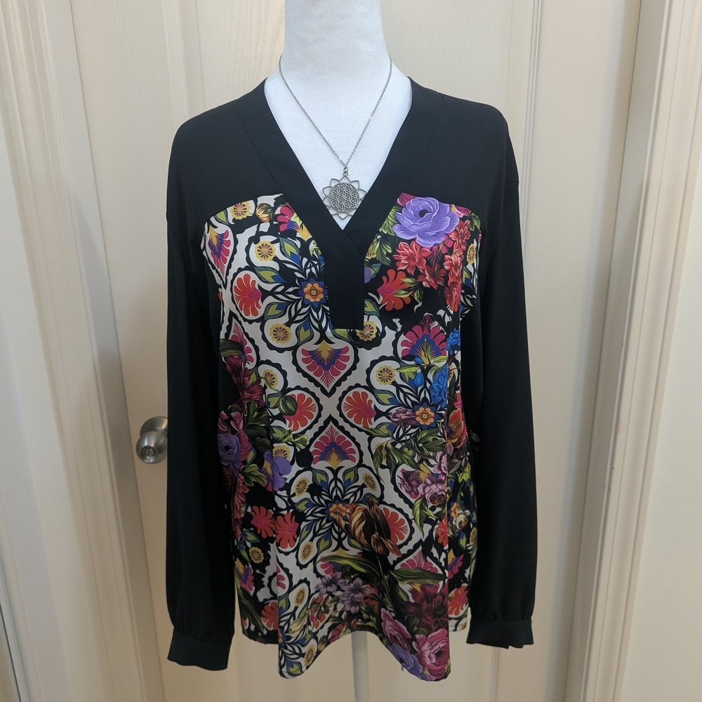 Vibrant Floral V-Neck Blouse